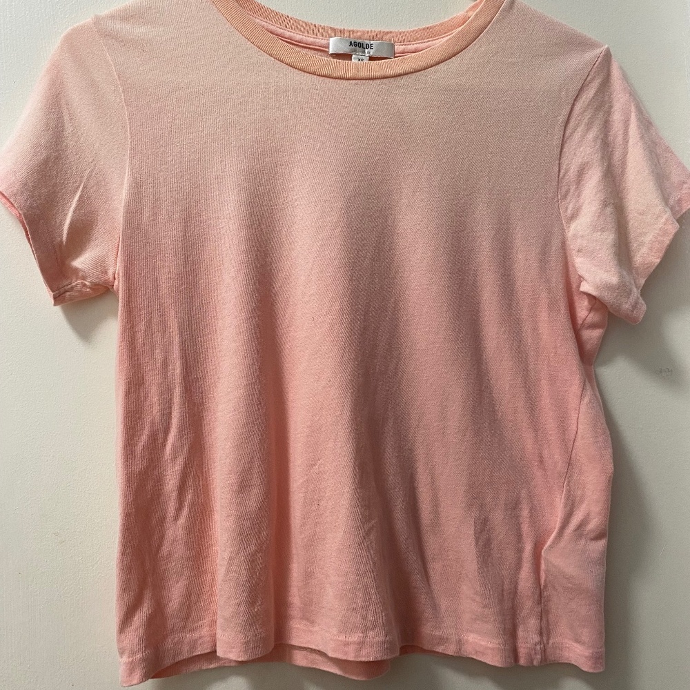 BNWT Agolde Light Pink Ombre Short Sleeve Tee Size XS